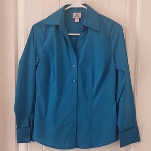 Worthington Petite Stretch Teal Blouse, size 4P